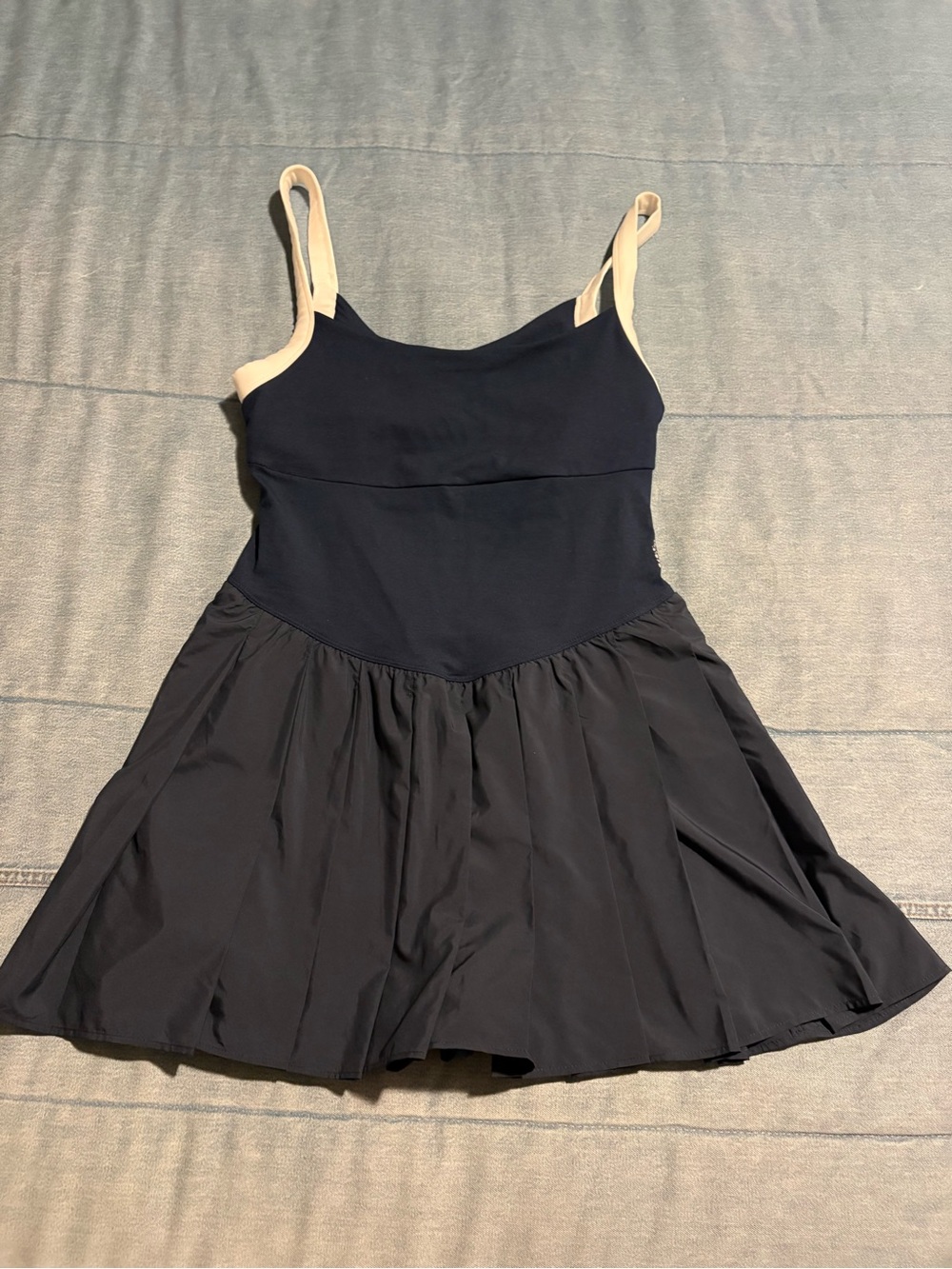 FP Movement by Free People Navy Mini Dress with Cream Straps